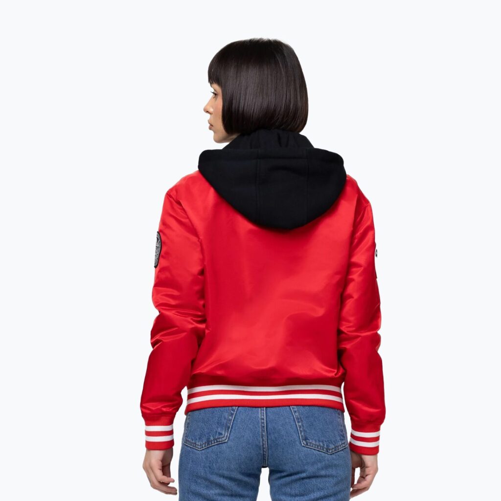 Куртка женская Pitbull Angela San Diego Hooded Varsity fluo/red