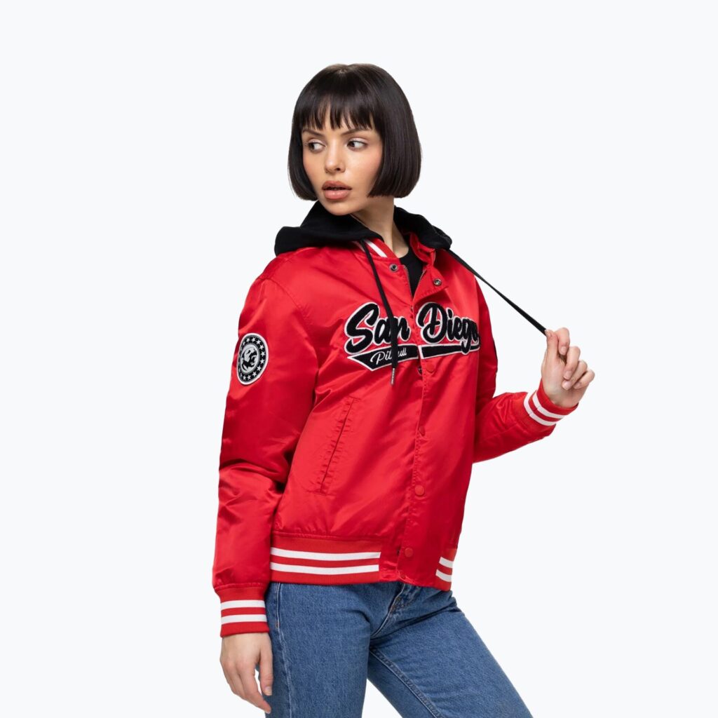 Куртка женская Pitbull Angela San Diego Hooded Varsity fluo/red