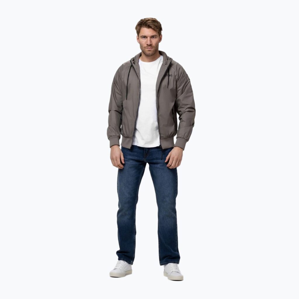 Куртка мужская Pitbull Athletic Logo Nylon Hooded taupe