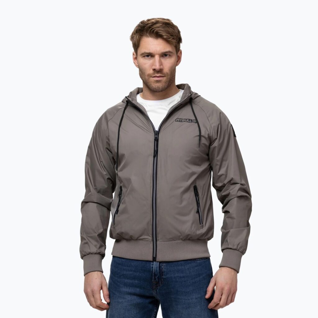 Куртка мужская Pitbull Athletic Logo Nylon Hooded taupe