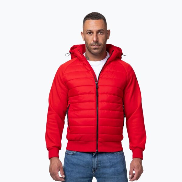 Куртка мужская Pitbull Palomar Padded Hooded Hybrid fluo/red
