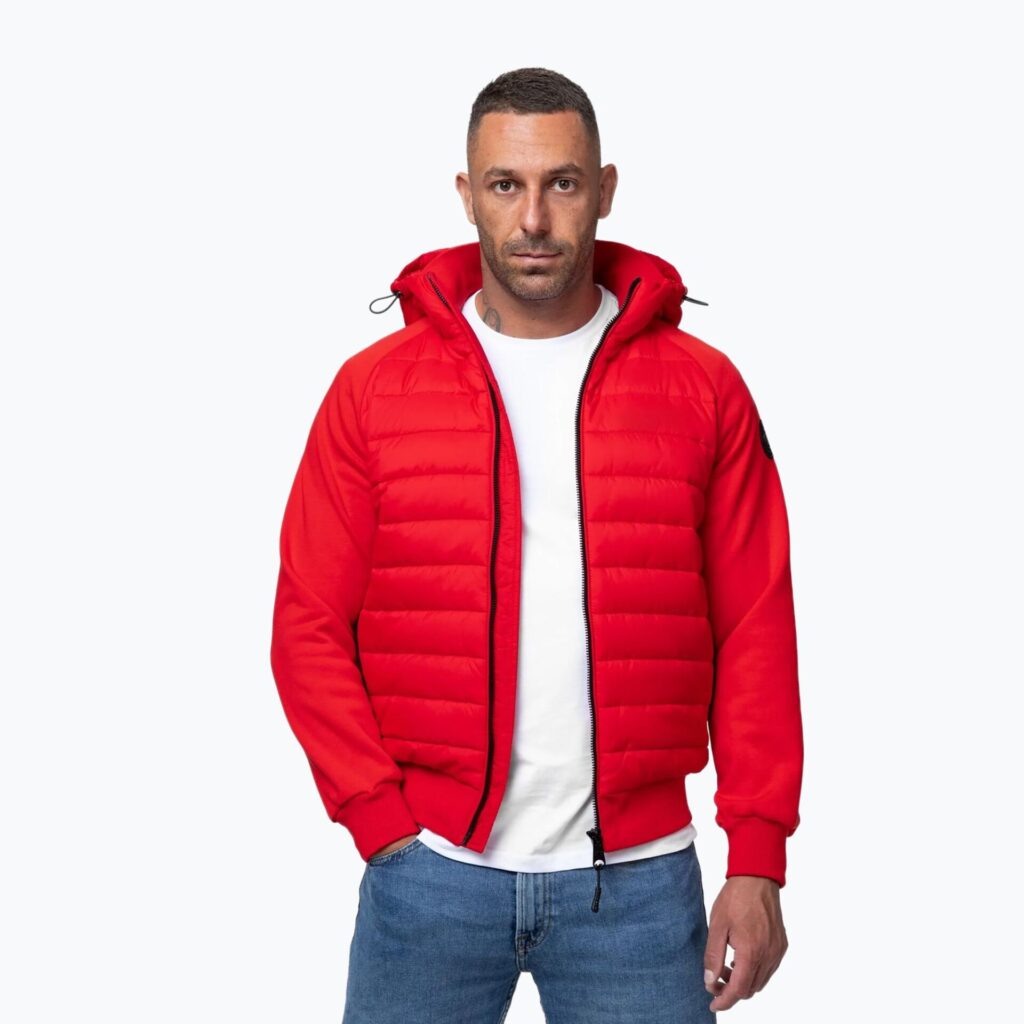 Куртка мужская Pitbull Palomar Padded Hooded Hybrid fluo/red