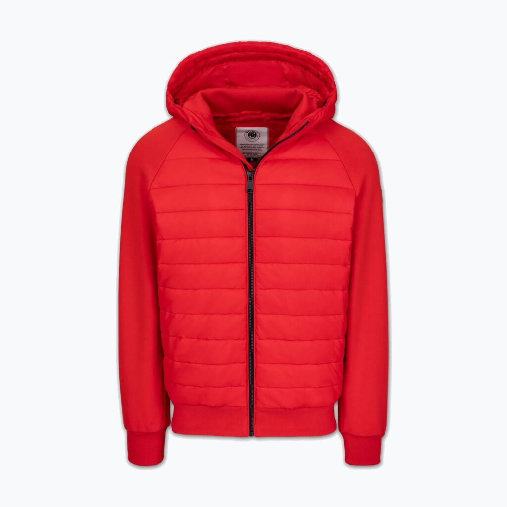 Куртка мужская Pitbull Palomar Padded Hooded Hybrid fluo/red